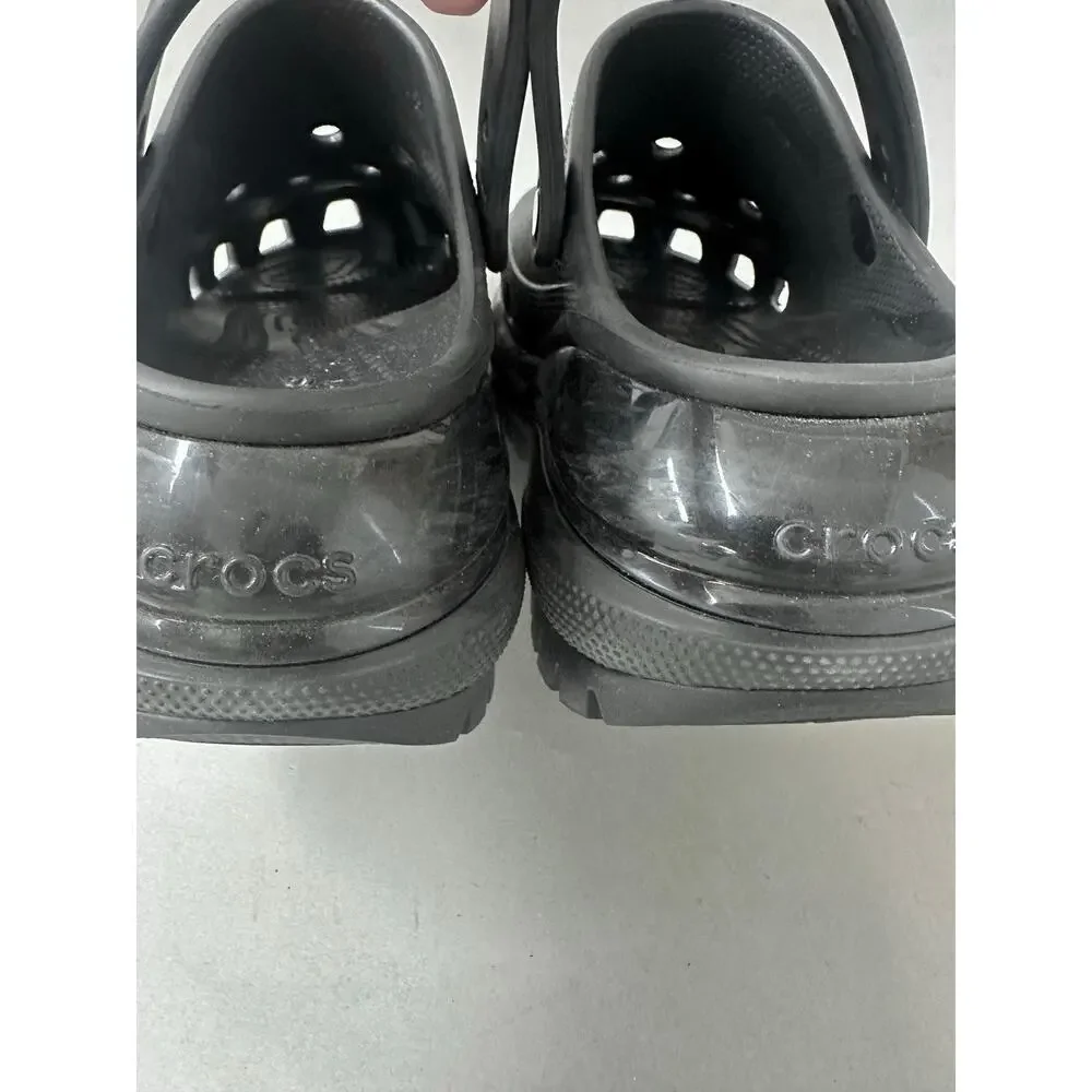 Crocs Classic Mega Crush‎ Clog Solid Black Matte/Shiny Women's Size 8 Mens 6
